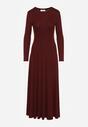 Bordowa Rozkloszowana Sukienka z Bawełny Tusmala