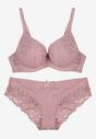 Jasnofioletowy Koronkowy Komplet Majtki Figi i Biustonosz Eziselle