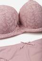 Jasnofioletowy Koronkowy Komplet Majtki Figi i Biustonosz Eziselle