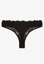 Czarne Bawełniane Majtki Stringi z Koronką Ilwedana