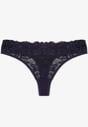 Granatowe Bawełniane Majtki Stringi z Koronką Ilwedana