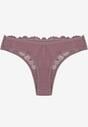Fioletowe Bawełniane Majtki Stringi z Koronką Ilwedana