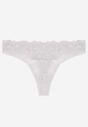 Jasnoszare Bawełniane Majtki Stringi z Koronką Ilwedana