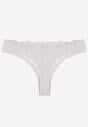 Jasnoszare Bawełniane Majtki Stringi z Koronką Ilwedana