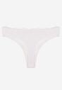 Białe Bawełniane Majtki Stringi z Koronką Ilwedana