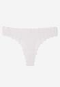 Białe Prążkowane Majtki Stringi z Bawełny Ilweda