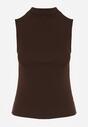 Ciemnobrązowy Dopasowany Top z Bawełny z Półgolfem Unellesa