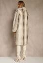 Biały Płaszcz Futerko o Prostym Kroju z Szerokim Kołnierzem Ezilana