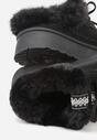 Czarne Rustykalne Śniegowce z Niską Cholewką Zdobione Futrem i Kokardą Tuspena