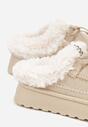 Beżowe Rustykalne Śniegowce z Niską Cholewką Zdobione Futrem i Kokardą Tuspena