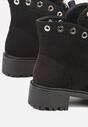 Czarne Botki z Imitacji Zamszu z Ozdobnymi Sznurówkami Perłami i Cyrkoniami Jovilda