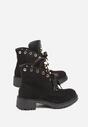 Czarne Botki z Imitacji Zamszu z Ozdobnymi Sznurówkami Perłami i Cyrkoniami Jovilda