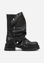 Czarne Marszczone Botki ze Zdobieniem na Napy Tusaera