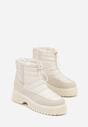 Beżowe Pikowane Śniegowce ze Ściągaczem Monivella