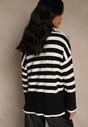 Czarno-Biały Sweter Oversize w Paski Kalitusa