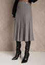 Szara Dzianinowa Spódnica Plisowana o Rozkloszowanym Kroju Tuswia