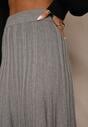 Szara Dzianinowa Spódnica Plisowana o Rozkloszowanym Kroju Tuswia