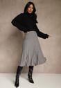 Szara Dzianinowa Spódnica Plisowana o Rozkloszowanym Kroju Tuswia
