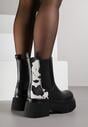 Czarno-Białe Botki Sztyblety na Platformie Tevirka