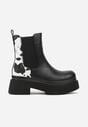 Czarno-Białe Botki Sztyblety na Platformie Tevirka