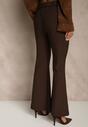 Brązowe Spodnie Flare z Wiskozy i Bawełny z Paskiem w Kowbojskim Stylu Tusiera