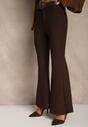 Brązowe Spodnie Flare z Wiskozy i Bawełny z Paskiem w Kowbojskim Stylu Tusiera
