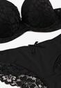 Czarny Koronkowy Komplet Majtki Figi i Biustonosz Eziselle