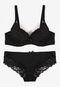 Czarny Koronkowy Komplet Biustonosz i Majtki Figi w Klasycznym Stylu Ezirene