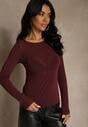 Bordowa Bluzka Longsleeve z Wiskozy i Kaszmiru Unelle