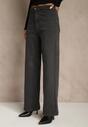 Ciemnoszare Jeansy High Waist z Szerokimi Nogawkami Vetimira