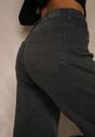 Ciemnoszare Jeansy High Waist z Szerokimi Nogawkami Vetimira