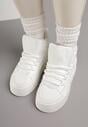 Białe Sneakersy z Ociepleniem na Platformie z Tłoczeniem Newedela