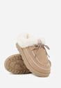 Ciemnobeżowe Śniegowce z Niską Cholewką Futerkiem i Ozdobnymi Przeszyciami Isaweda