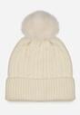 Jasnobeżowa Czapka z Pomponem Zdobiona Warkoczowym Splotem Vetizare