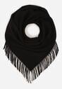 Czarny Bawełniano-Wiskozowy Szalik w Kształcie Trójkąta z Frędzlami Vetisara