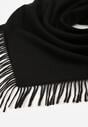 Czarny Bawełniano-Wiskozowy Szalik w Kształcie Trójkąta z Frędzlami Vetisara