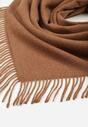 Jasnobrązowy Bawełniano-Wiskozowy Szalik w Kształcie Trójkąta z Frędzlami Vetisara