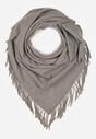 Szary Bawełniano-Wiskozowy Szalik w Kształcie Trójkąta z Frędzlami Vetisara