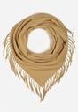Beżowy Szalik w Kształcie Trójkąta z Frędzlami Vetifare