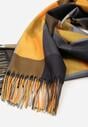 Żółty Wiskozowy Szalik z Frędzlami Zdobiony Wzorem w Kratę Etefera
