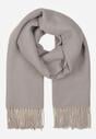 Ciemnoszary Szalik z Bawełny i Wiskozy o Klasycznym Fasonie z Frędzlami Vetirosa
