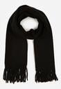 Czarny Gładki Szalik z Frędzlami Vetimare