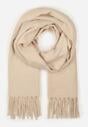 Beżowy Gładki Szalik z Frędzlami Vetimare