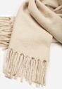 Beżowy Gładki Szalik z Frędzlami Vetimare
