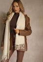 Beżowy Gładki Szalik z Frędzlami Vetimare