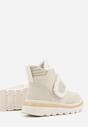 Beżowe Śniegowce Ozdobione Futerkiem i Przeszyciami Newelara
