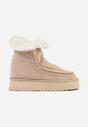 Beżowe Śniegowce Ozdobione Haftem Rawedena
