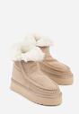 Beżowe Śniegowce Ozdobione Haftem Rawedena