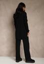 Czarny Komplet z Dzianiny z Wiskozą Spodnie Bluzka ze Stójką i Kardigan Vetisene
