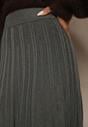 Ciemnoszara Dzianinowa Spódnica Plisowana o Rozkloszowanym Kroju Tuswia